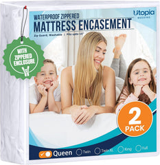 Utopia Bedding front view of zippered encasement showing full coverage and neat fit