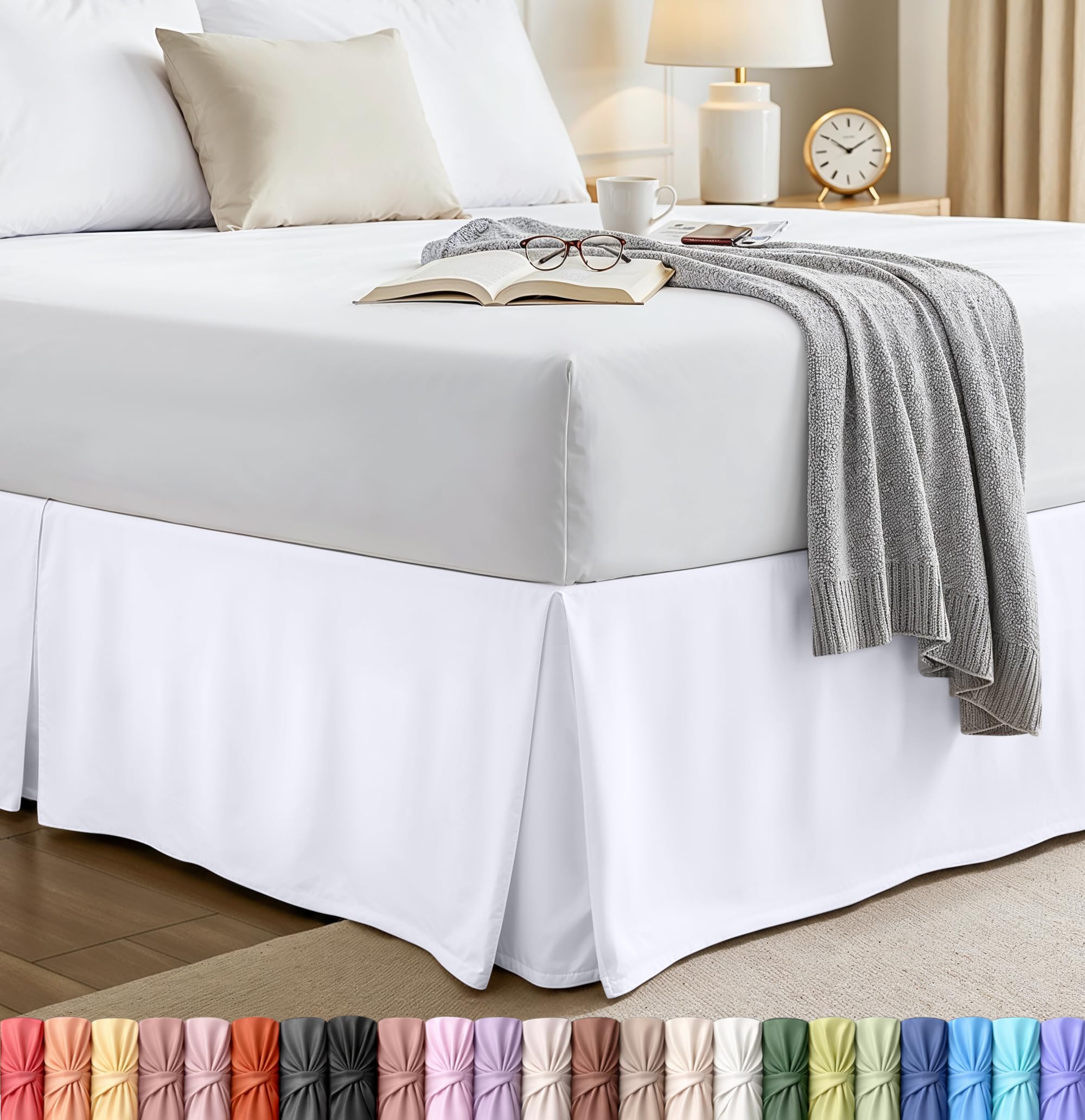 Utopia Bedding full bed skirt front view showing tailored pleats and neat finish