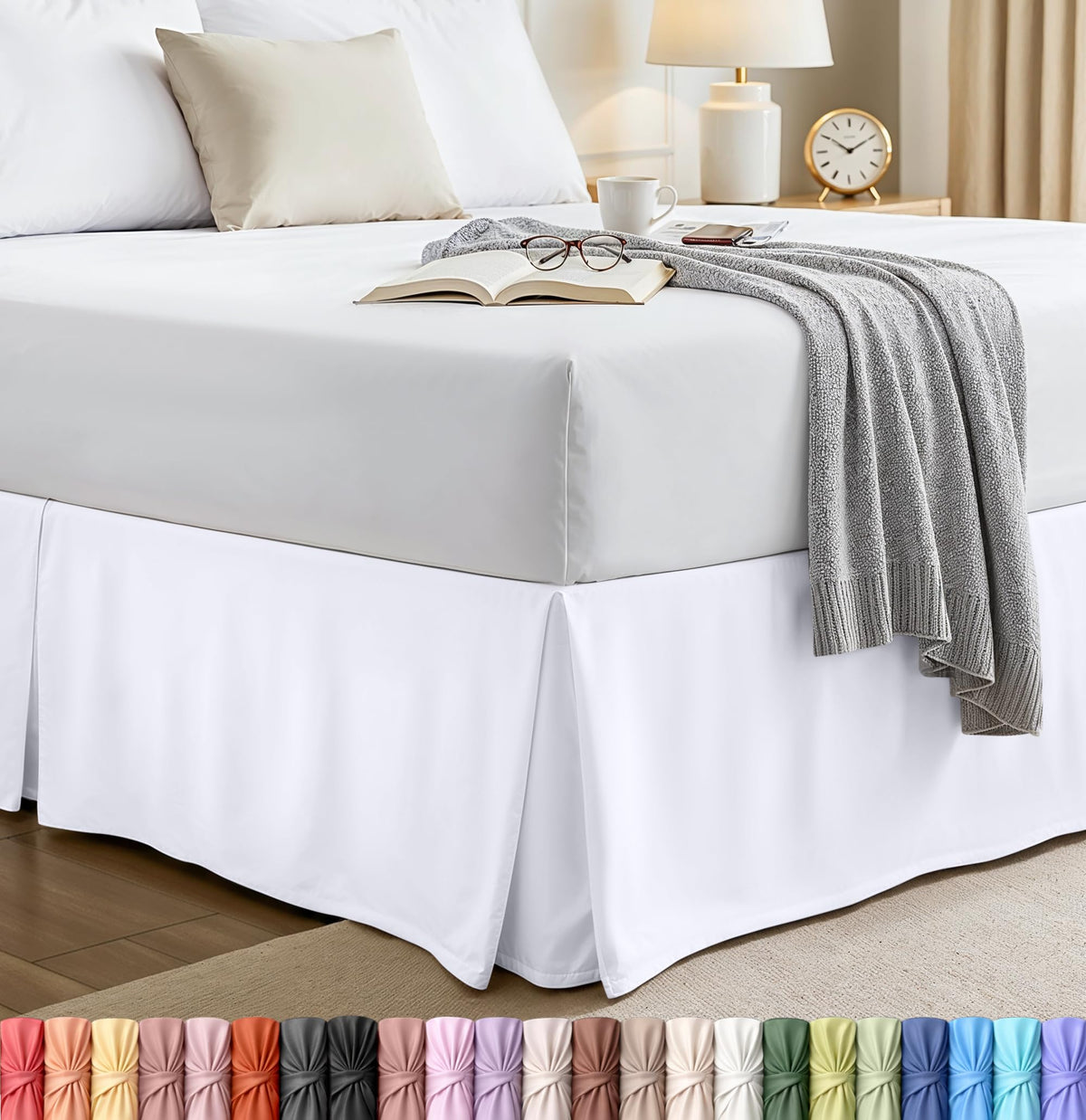 Utopia Bedding full bed skirt front view showing tailored pleats and neat finish