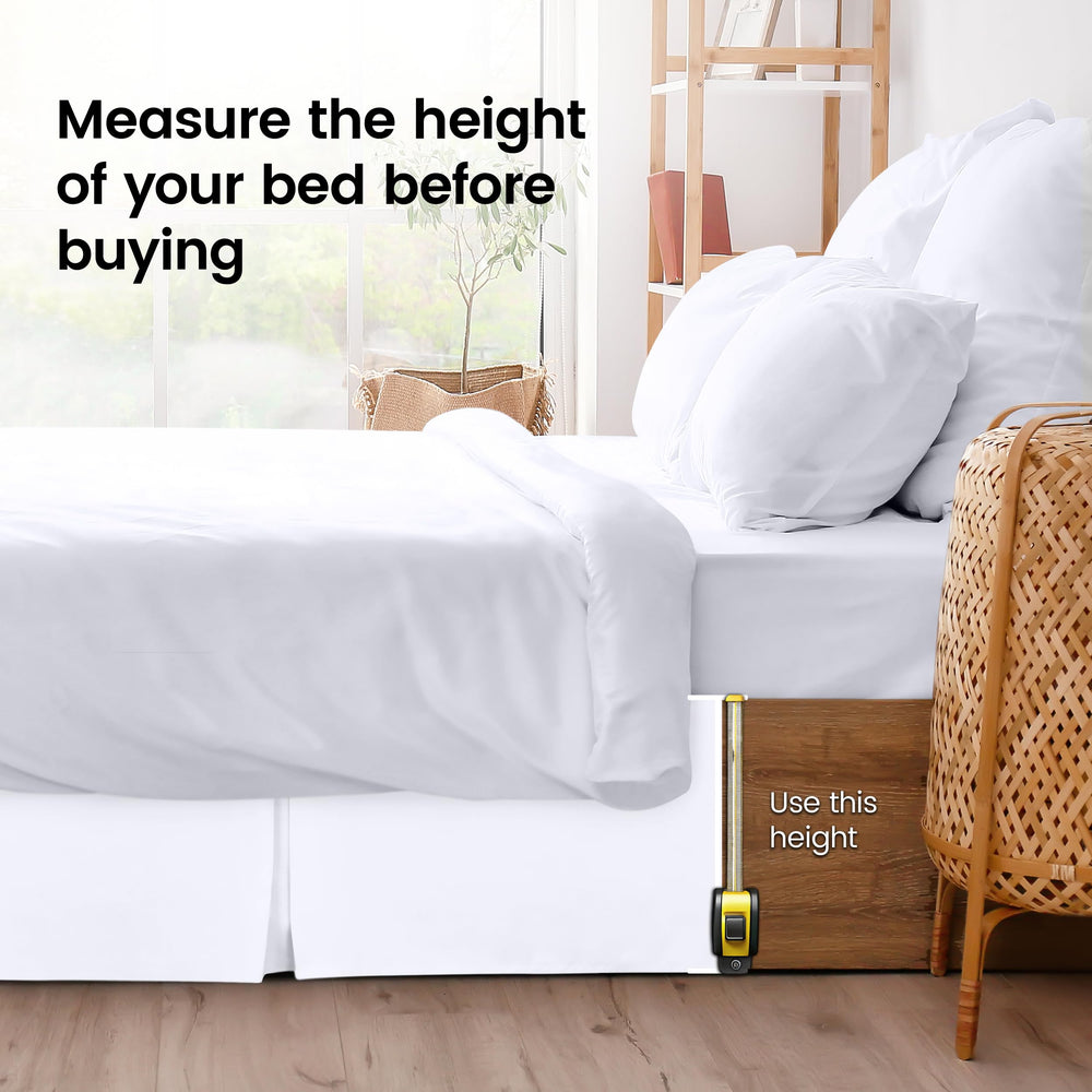 Utopia Bedding bed skirt in use on a styled bedroom showing polished base