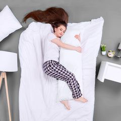 Utopia Bedding pillow styled on bed providing extended head-to-toe cushioning for comfort