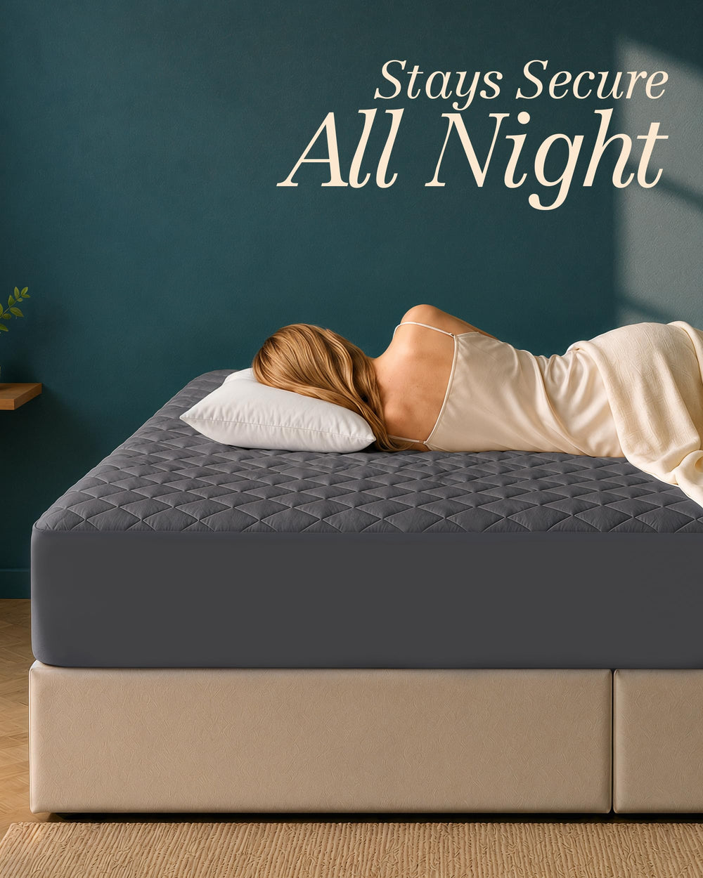 Utopia Bedding pad fitted on full mattress demonstrating snug 16-inch fit