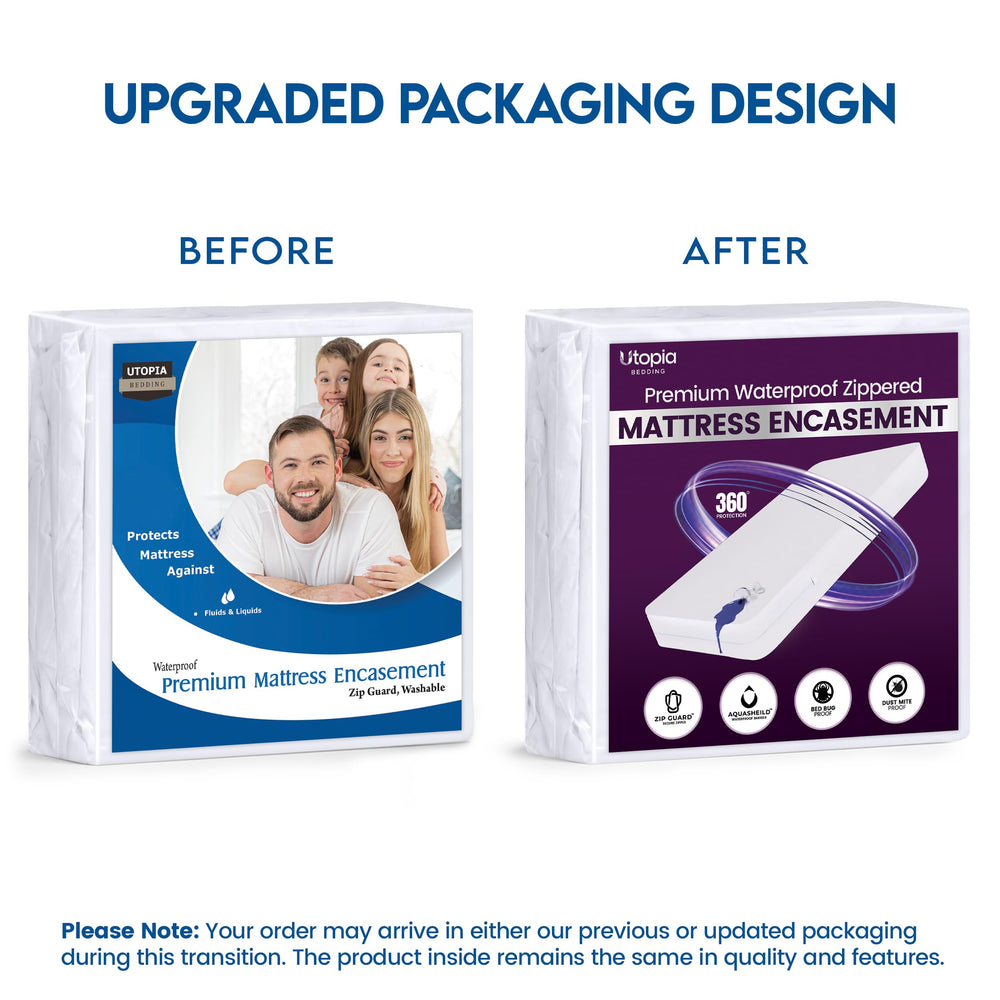 Utopia Bedding protector in a styled bedroom illustrating clean look and easy use