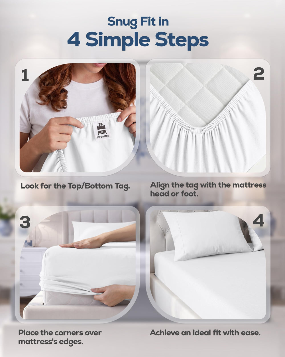 Utopia Bedding fitted sheet on mattress lifestyle image showing smooth tucked corners
