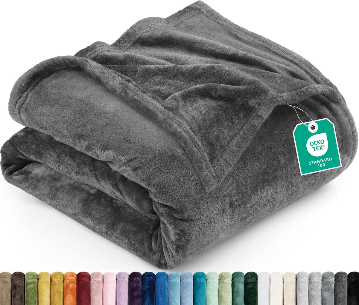 Utopia Bedding king front view showing full grey coverage and luxurious look