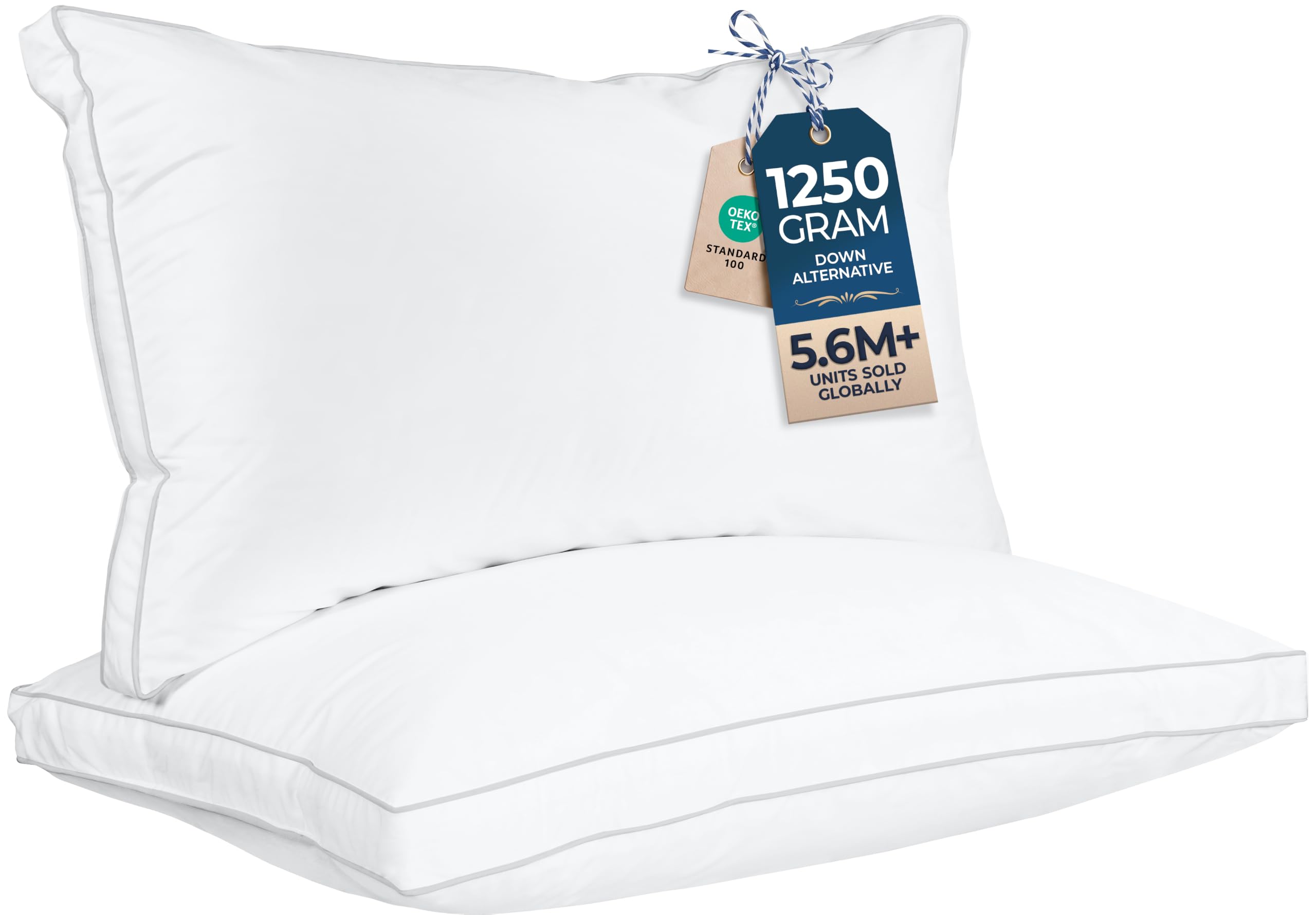 Utopia Bedding king pillows front packaging showing two-pillow set and benefits