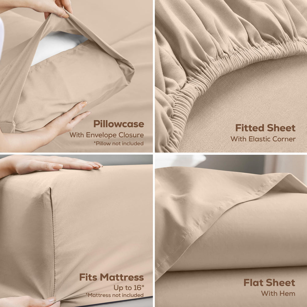 Utopia Bedding flat sheet spread on bed illustrating generous coverage and smooth finish