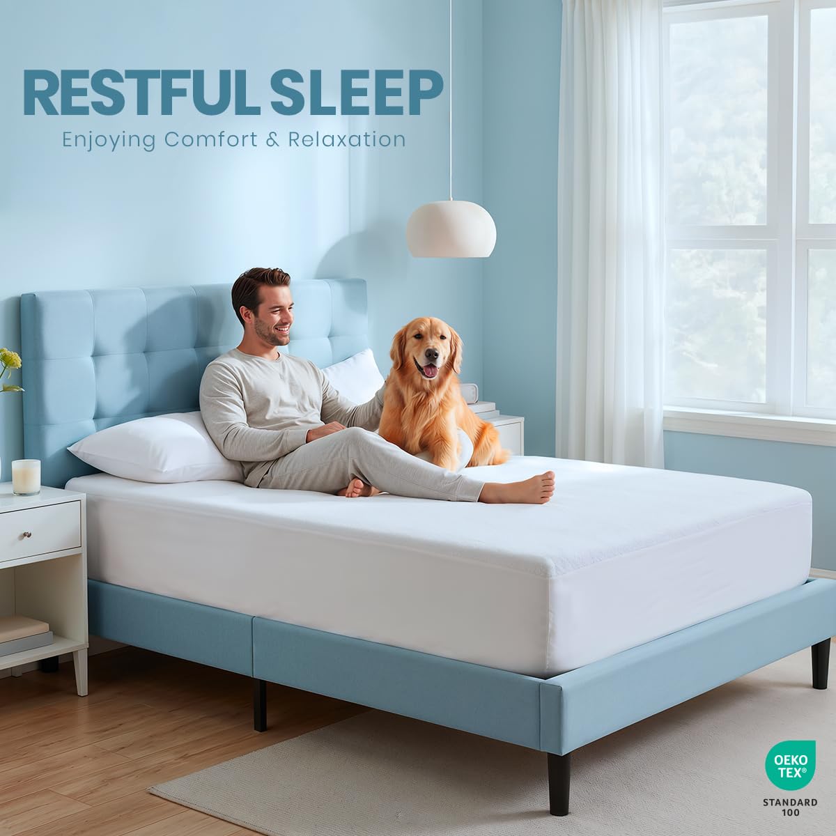 Utopia Bedding protector in bedroom setting, ideal for guests and family use