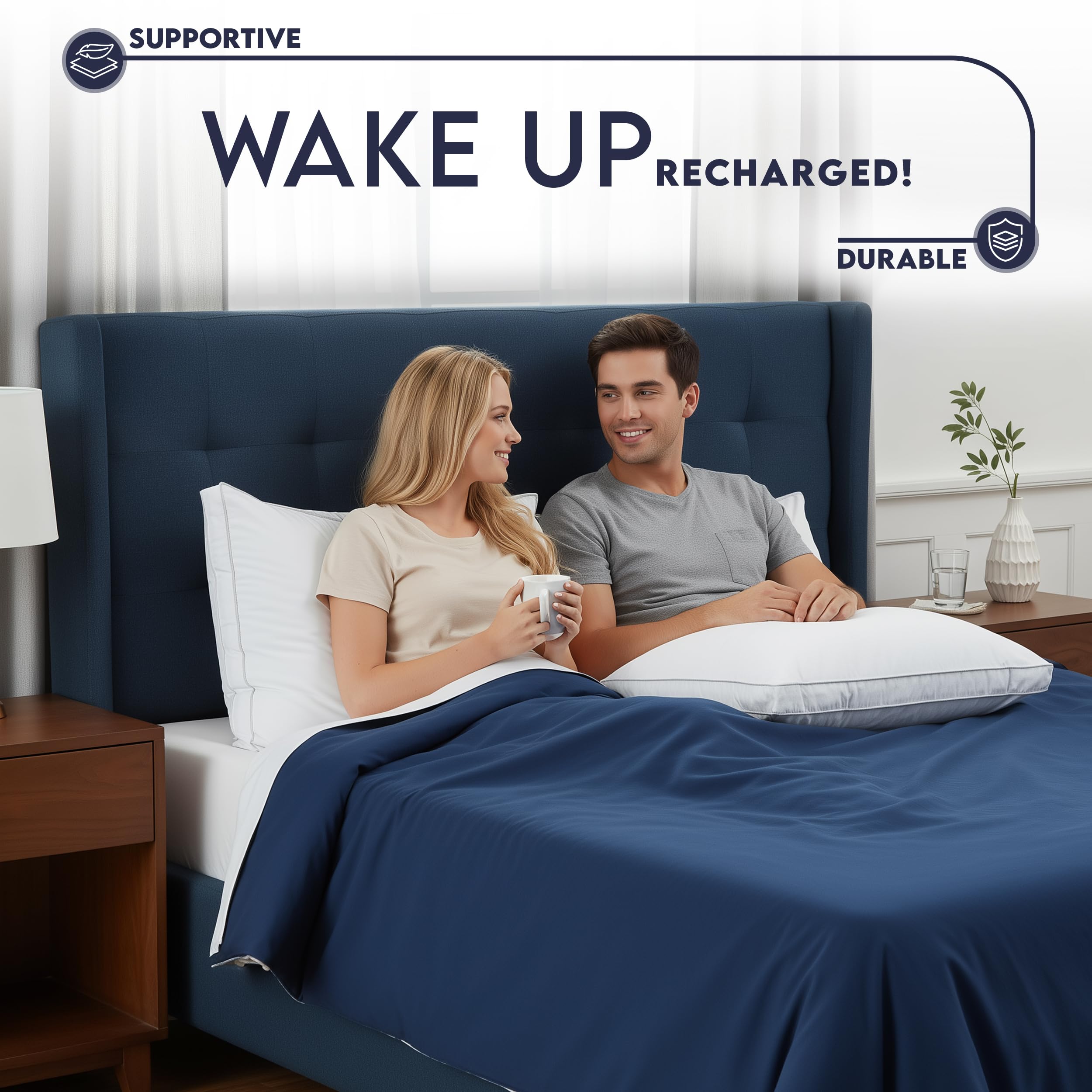 Utopia Bedding pillow size comparison demonstrating king-scale fit