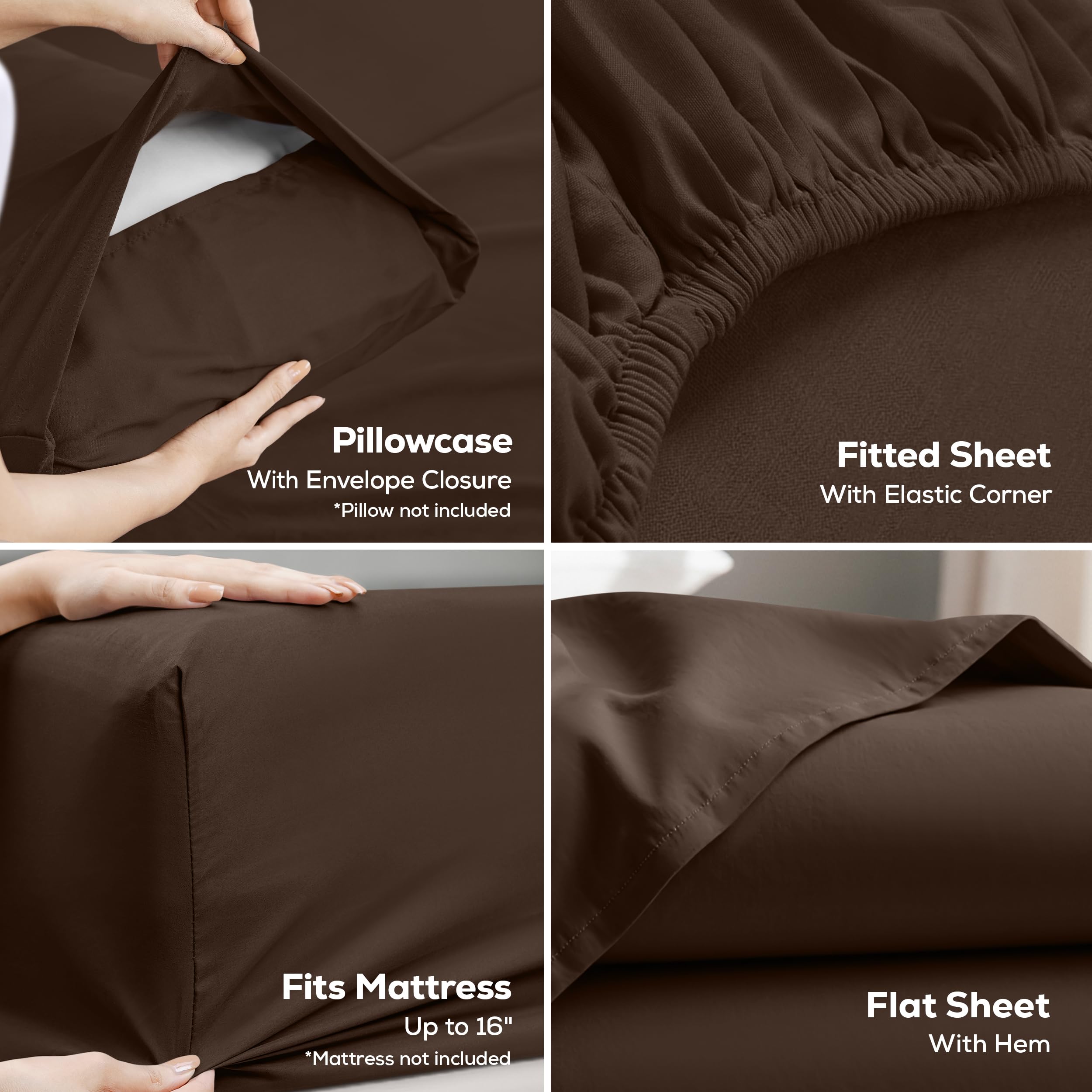 Utopia Bedding two brown pillowcases folded for coordinated look and easy styling