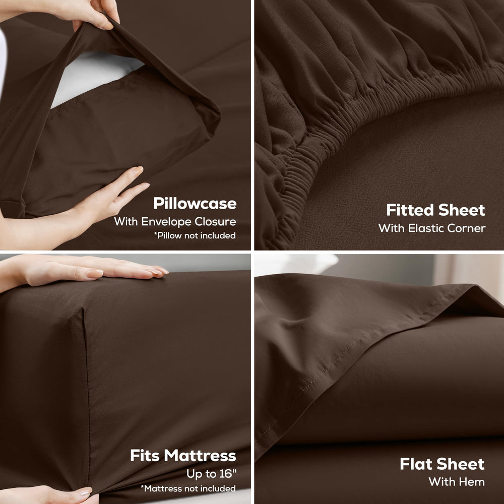 Utopia Bedding two brown pillowcases folded for coordinated look and easy styling