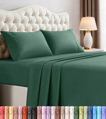 Utopia Bedding front packaging showing emerald queen set benefits