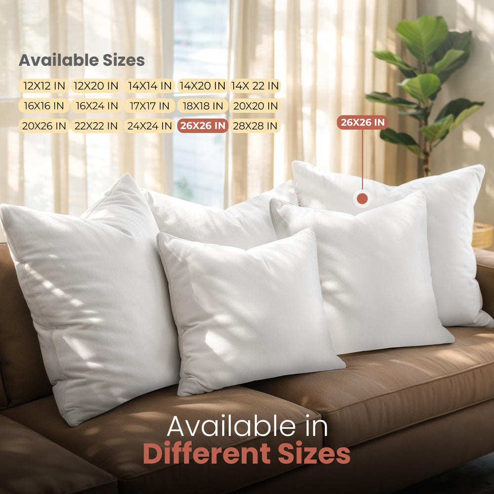 Utopia Bedding size comparison with ruler illustrating accurate 26x26 inch dimensions