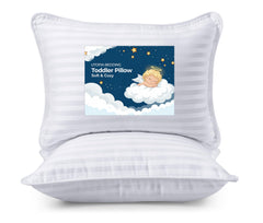 Utopia Bedding toddler pillows front view in white showing pair and neat finish benefit durability