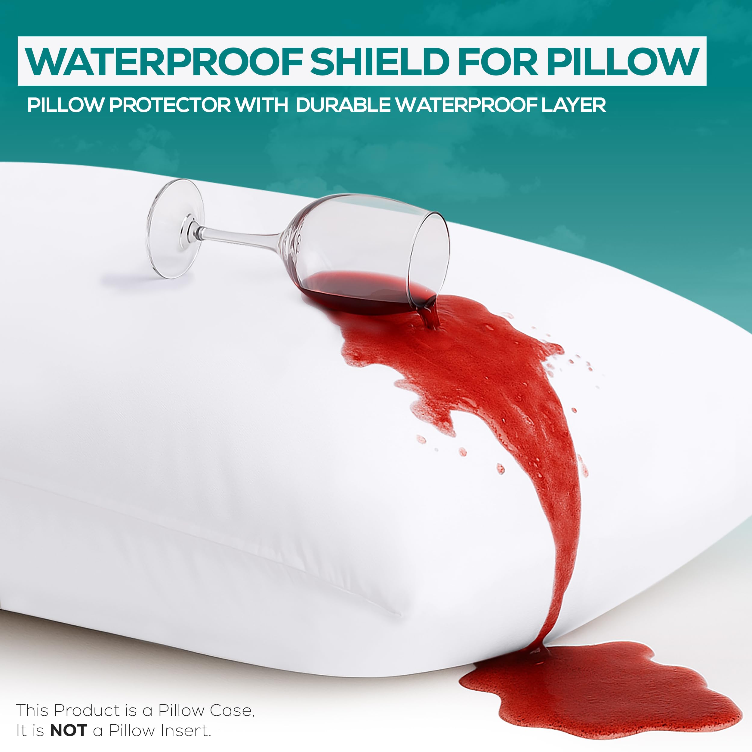 Utopia Bedding inner TPU lining close-up demonstrating waterproof barrier to protect pillow from liquids