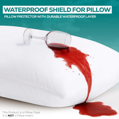 Utopia Bedding inner TPU lining close-up demonstrating waterproof barrier to protect pillow from liquids