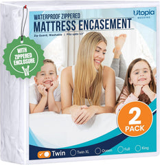 Utopia Bedding twin protector front packaging showing product benefits