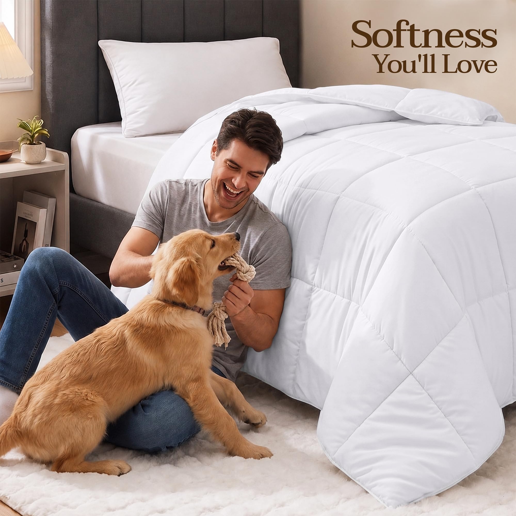 Utopia Bedding styled on a twin bed in a bedroom demonstrating clean, cozy appearance