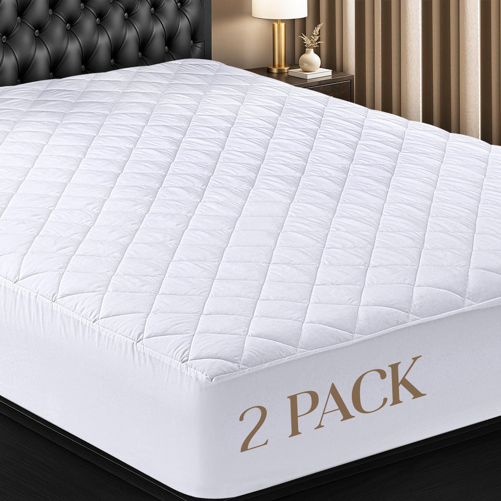 Utopia Bedding twin mattress pad front view showing soft microfiber and neat quilting for added comfort