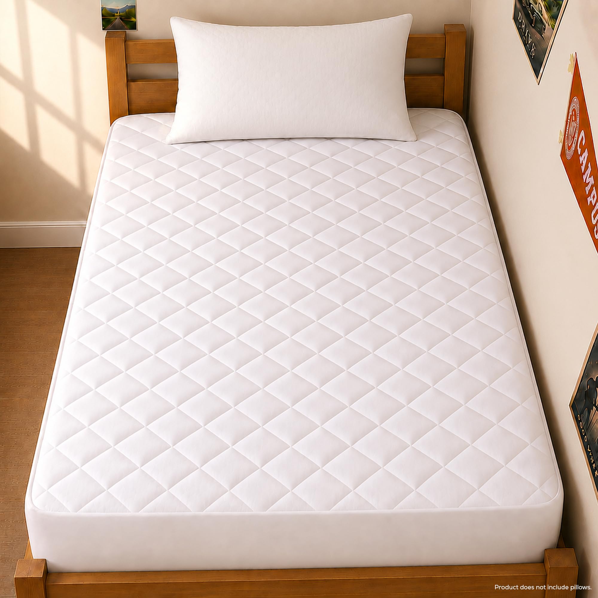 Utopia Bedding front view of Twin XL pad showing neat fit and finish boosting comfort