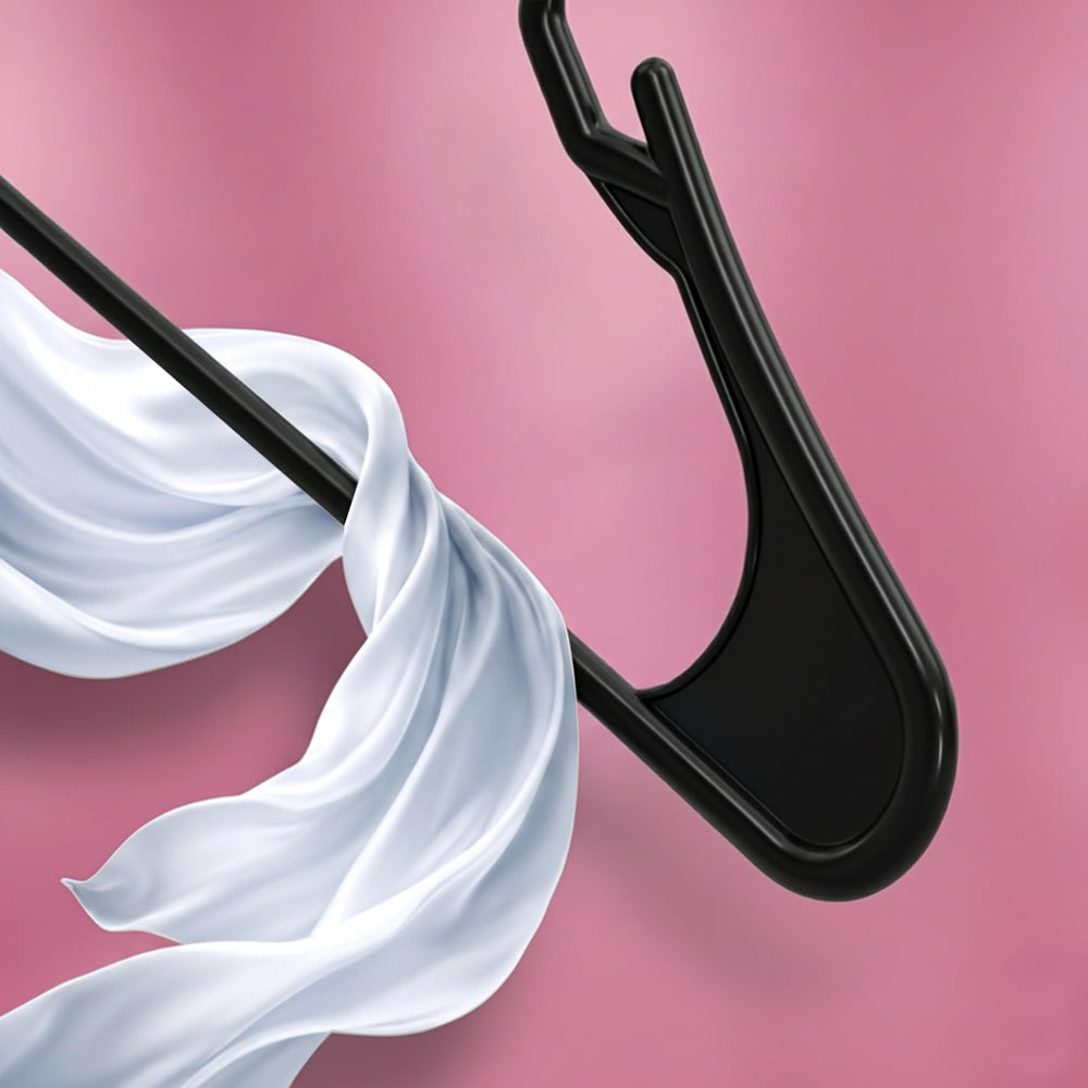 Utopia Home hangers on a coat rack displaying consistent shape and polished look