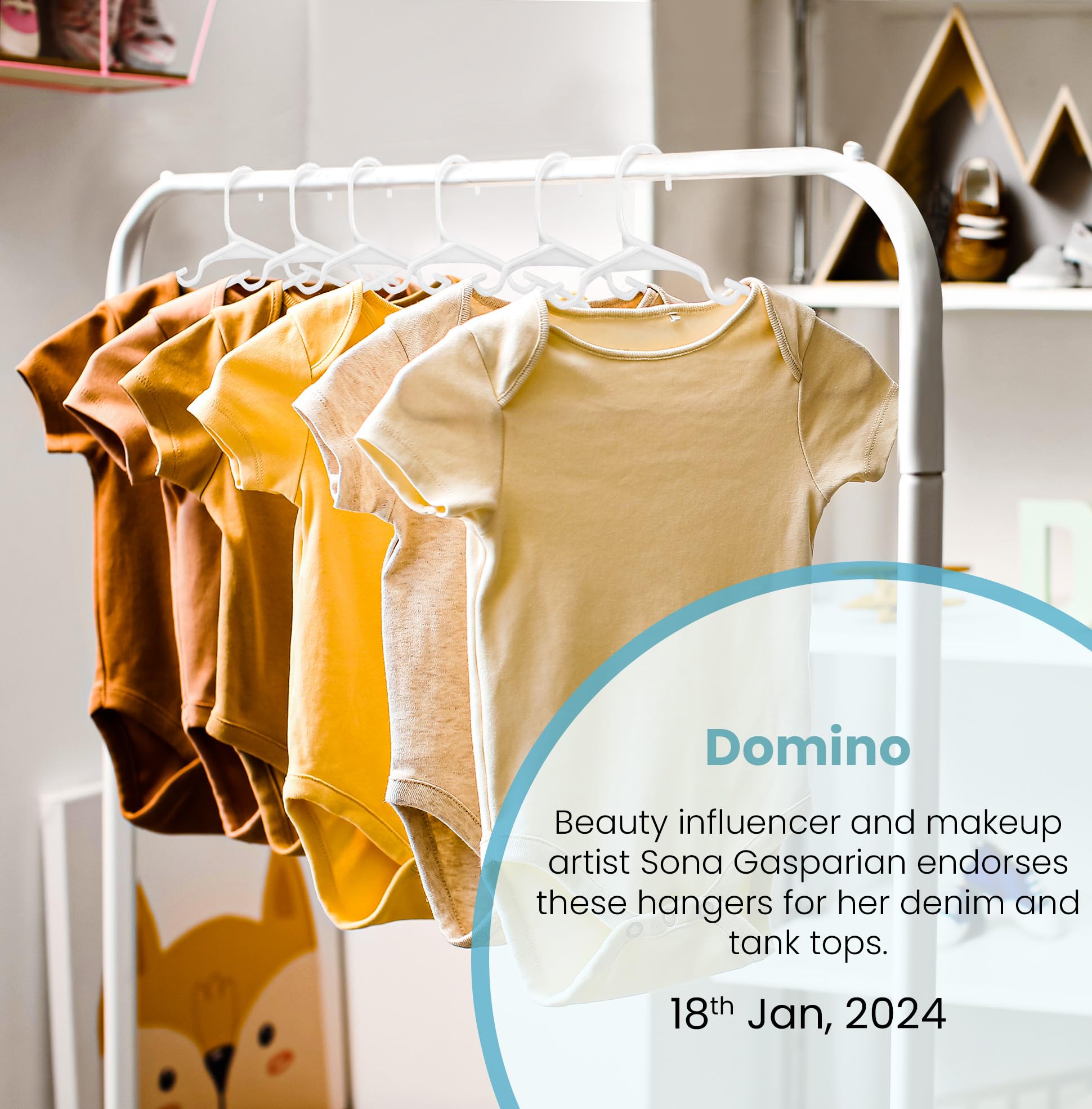 Utopia Home hangers lined on a closet rod, maximizes hanging capacity