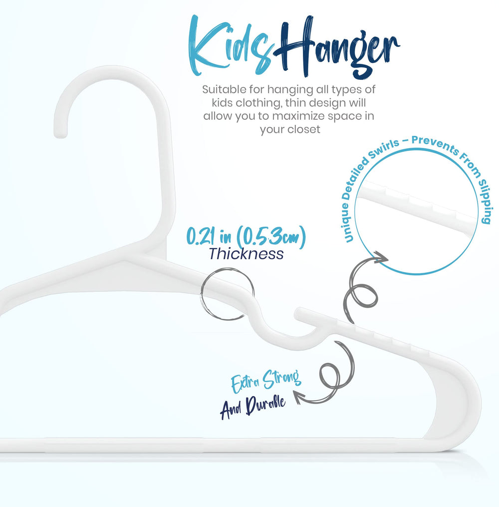 Utopia Home hangers in a styled nursery closet, creates tidy visual appeal