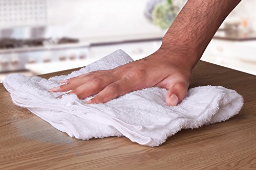 Utopia Towels on a kitchen counter in use showing versatility for home tasks