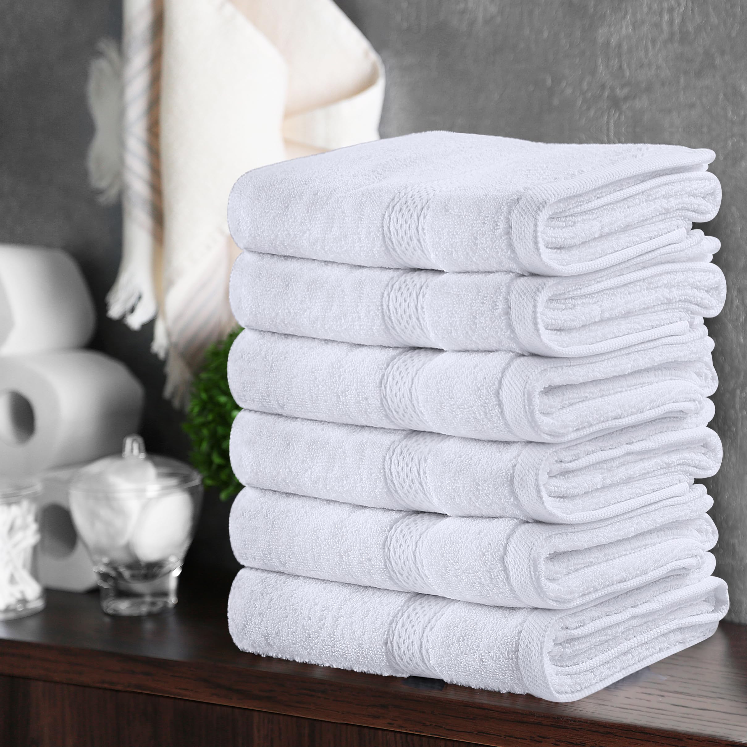 Utopia Towels styled on a vanity showing how they elevate bathroom decor