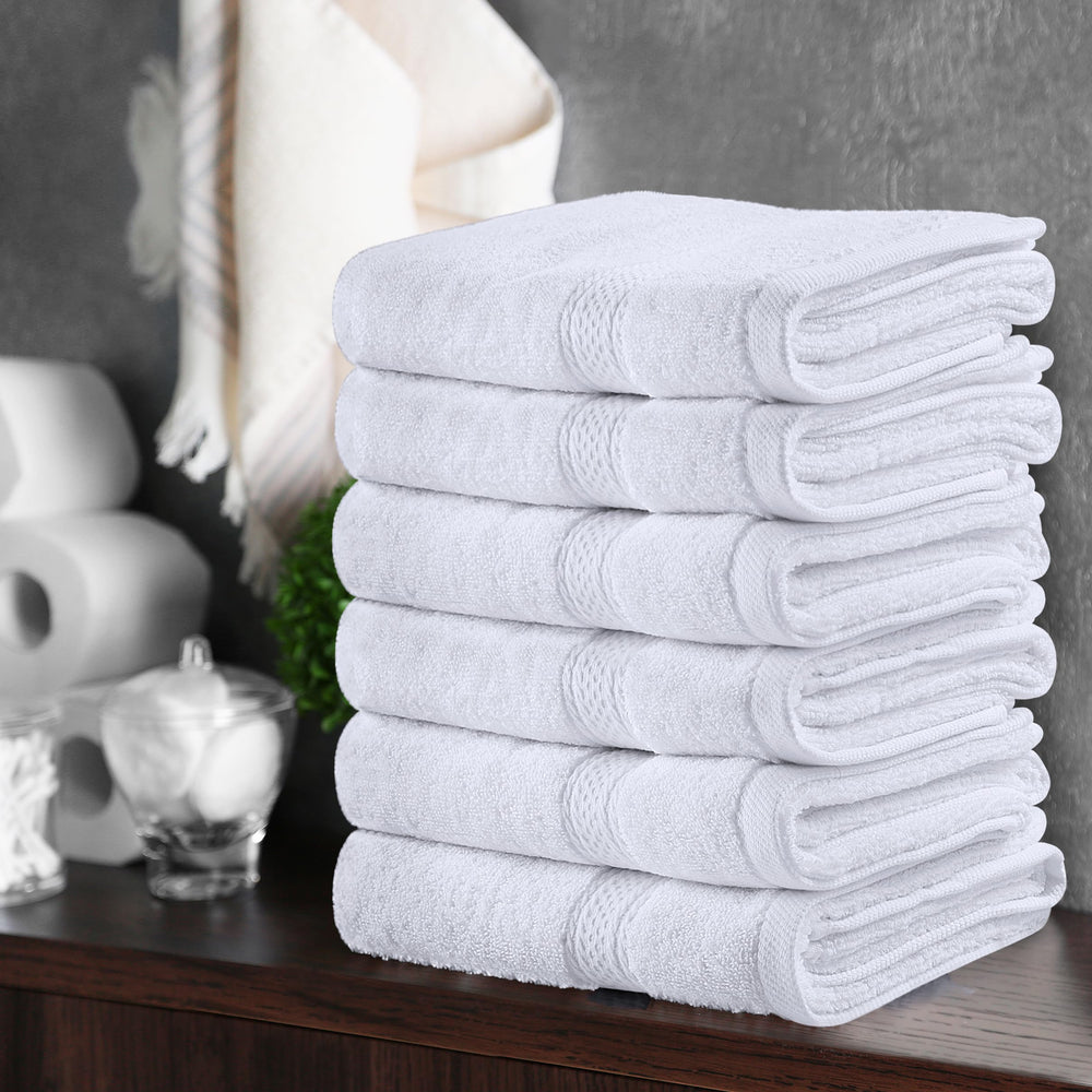 Utopia Towels styled on a vanity showing how they elevate bathroom decor