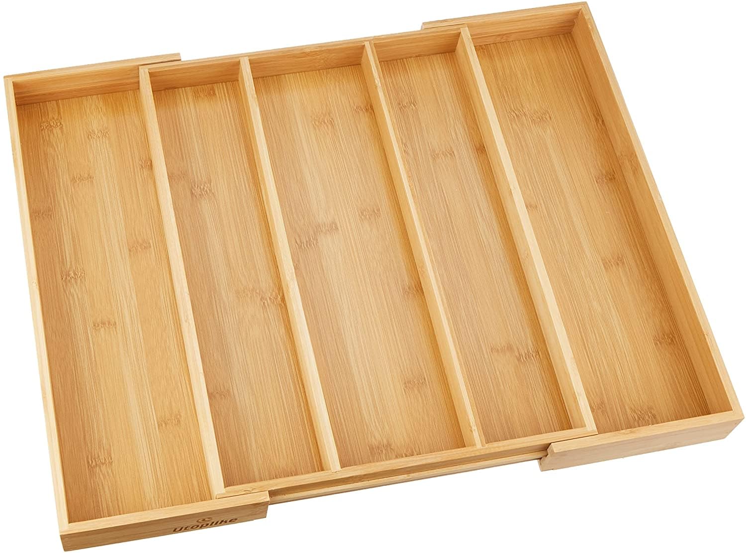 Utoplike bamboo organizer next to ruler showing measurements for proper fit