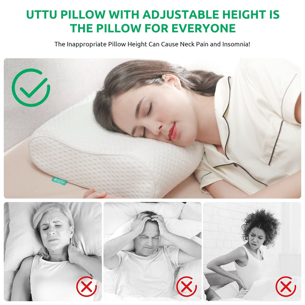 UTTU pillow opened to show adjustable sandwich core for personalized loft