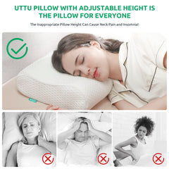 UTTU pillow opened to show adjustable sandwich core for personalized loft