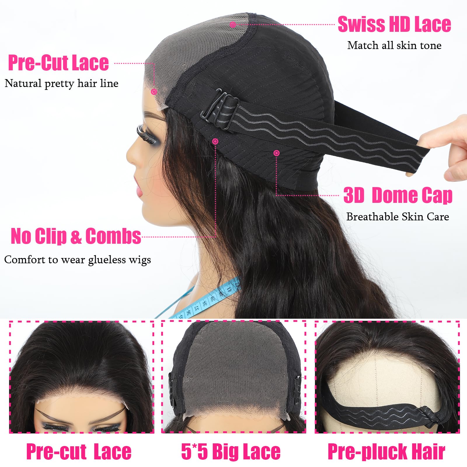 Uveous pre-plucked hairline with baby hairs for a refined natural edge