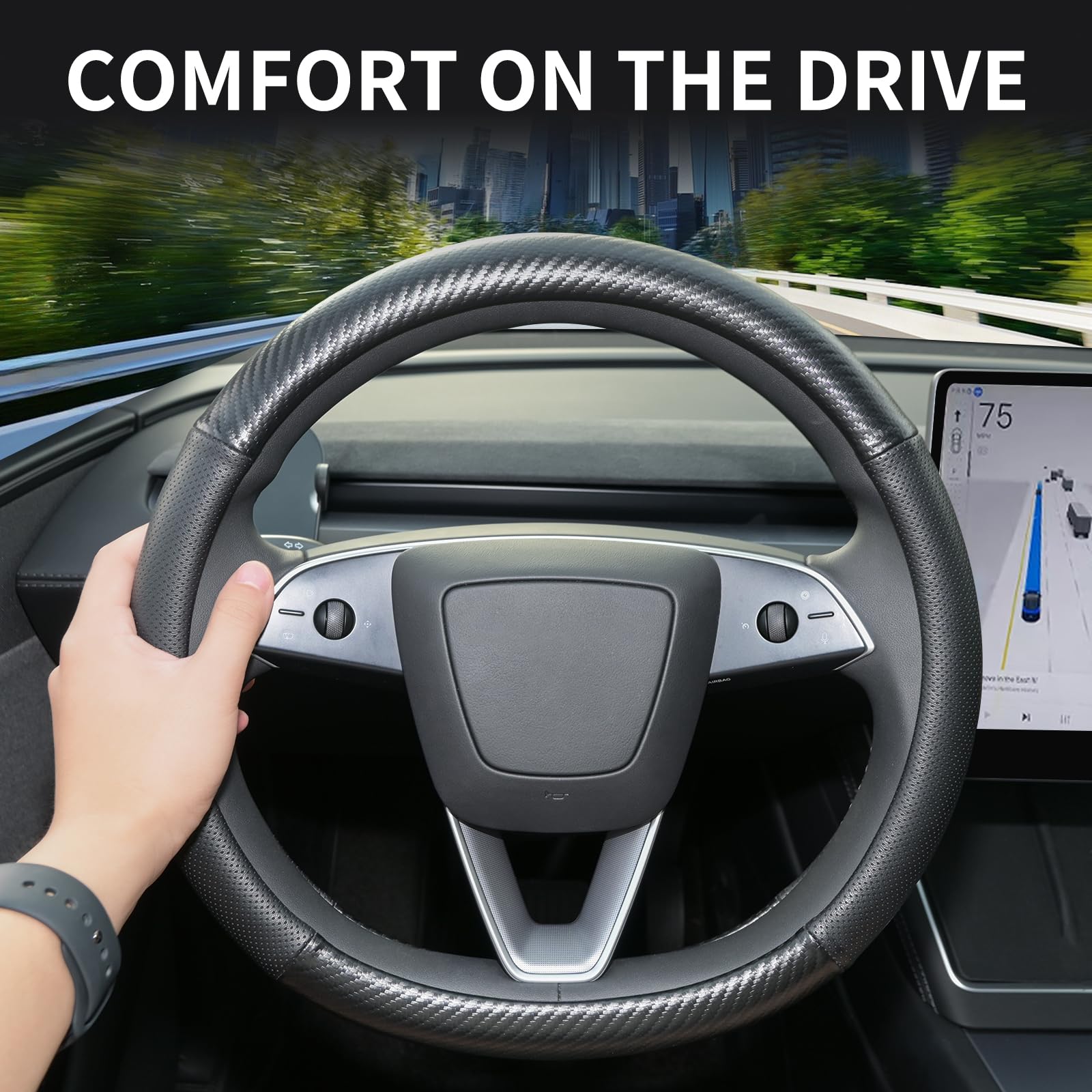 Uxcer being installed on a Tesla wheel demonstrating easy fit and secure hold benefit