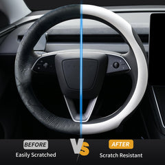 Uxcer installed on Tesla Model 3 steering wheel improving aesthetics and feel