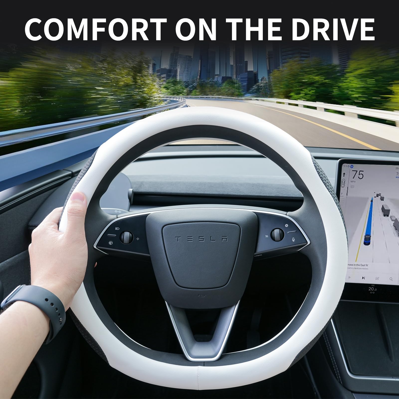 Uxcer silicone lining detail showing anti-slip grip for safer steering