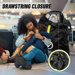 V VOLKGO car seat placed inside bag demonstrating fit and secure storage benefit
