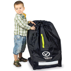 V VOLKGO front view of car seat travel bag showing full coverage and quick packing benefit