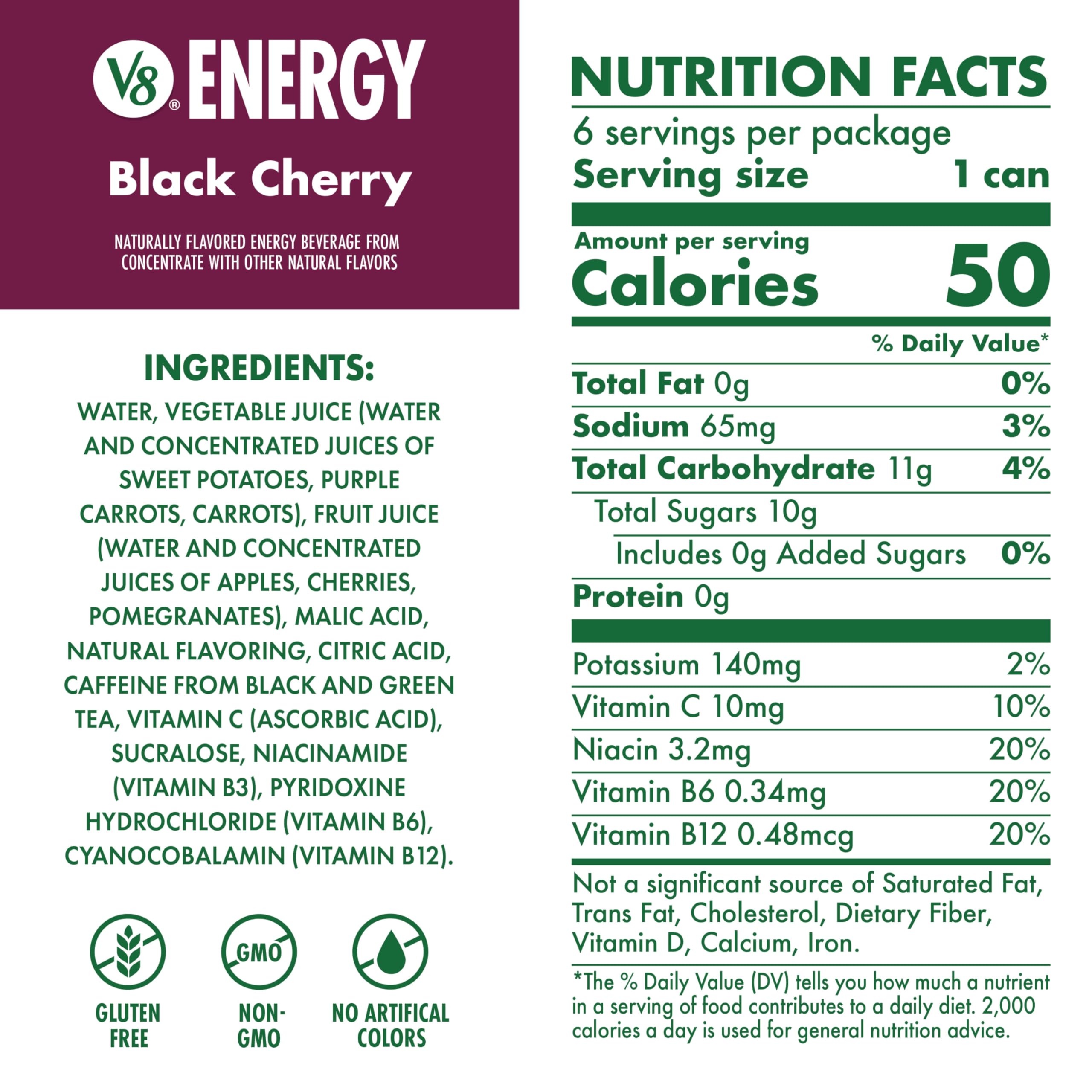 V8 Energy black cherry 24-pack box ready for storage offering value and easy restocking