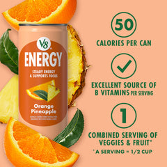 Open V8 can with bubbles illustrating refreshing drink benefit