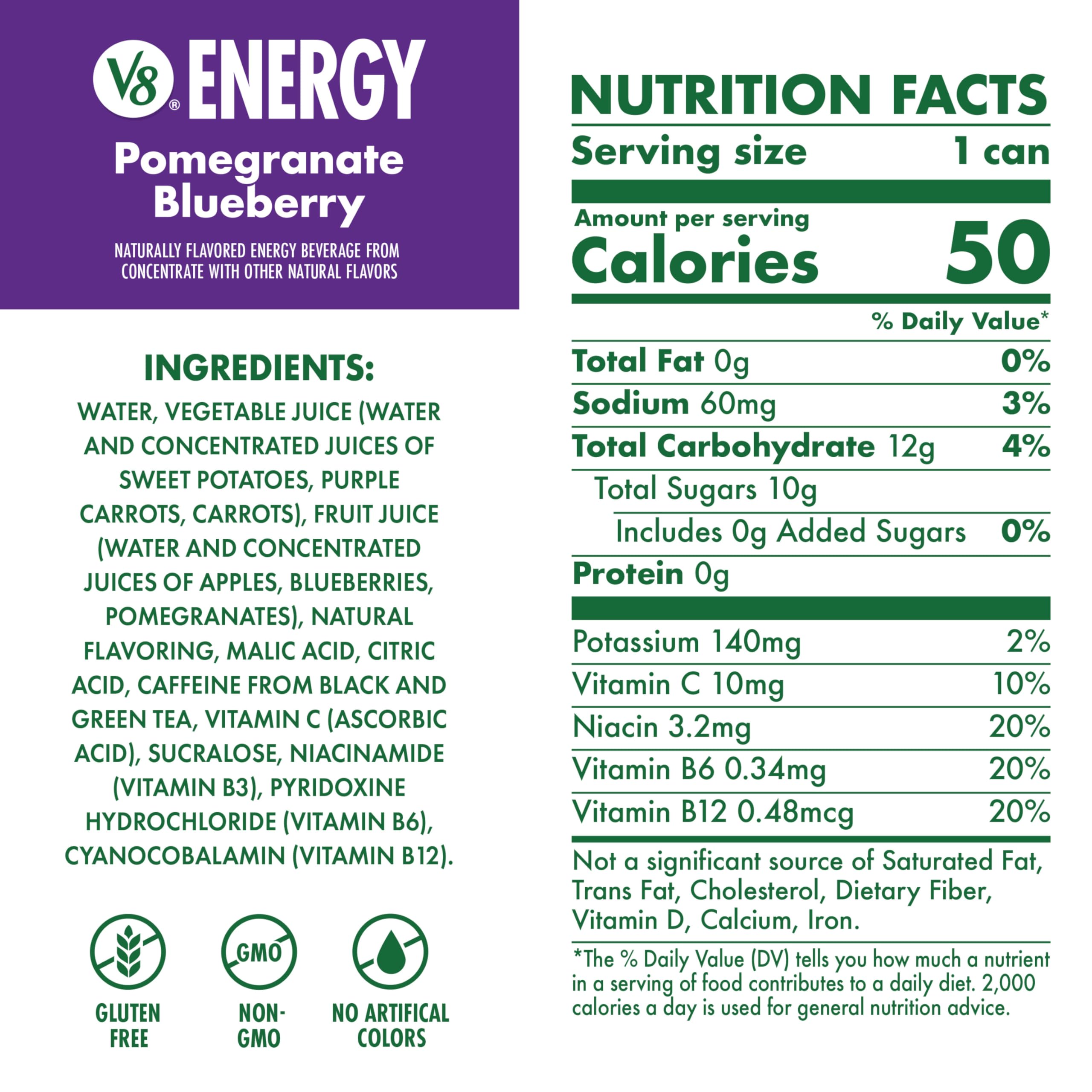 V8 24-pack of pomegranate blueberry cans demonstrating bulk convenience