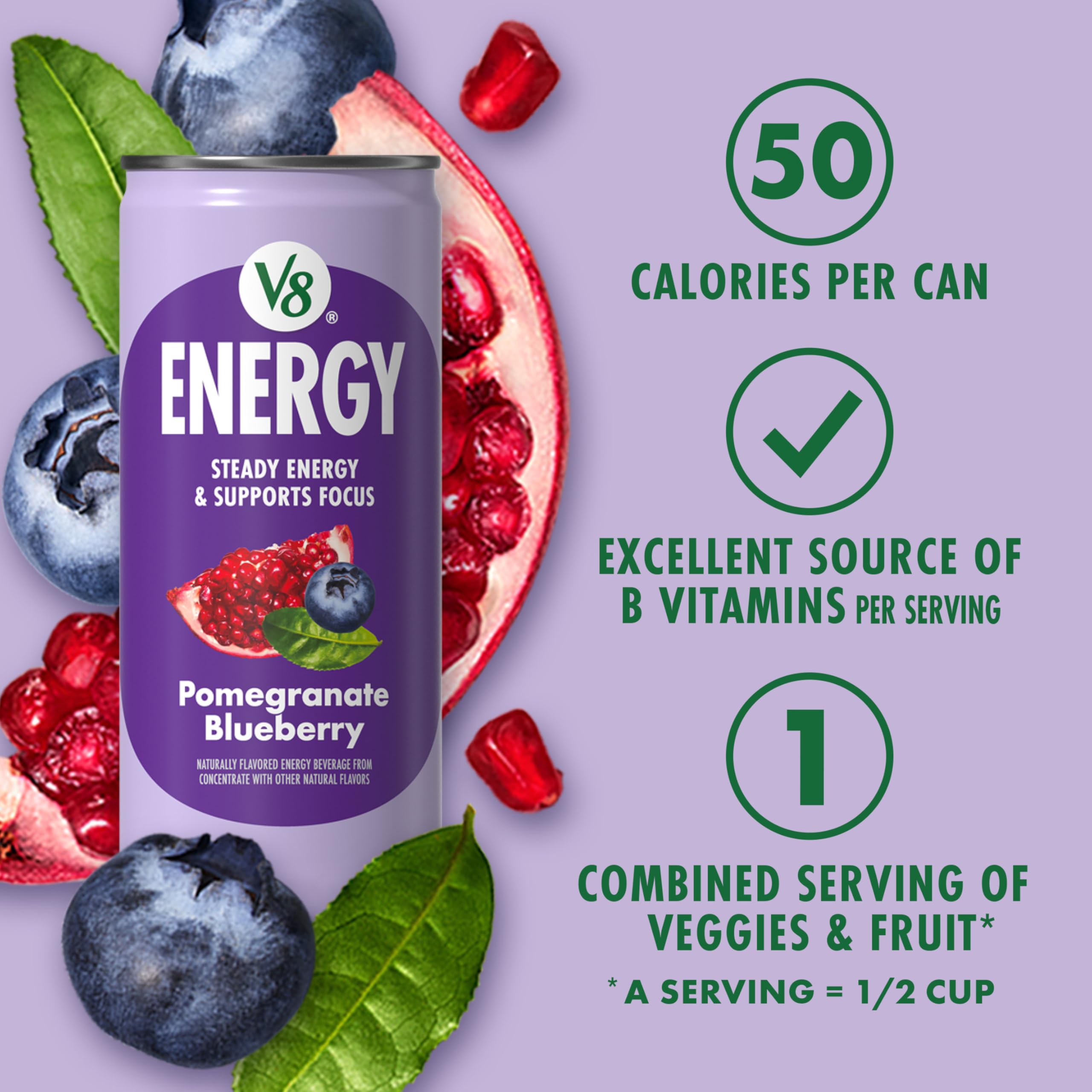 V8 can poured into glass showcasing color and refreshing look benefit