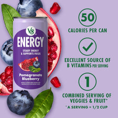 V8 can poured into glass showcasing color and refreshing look benefit