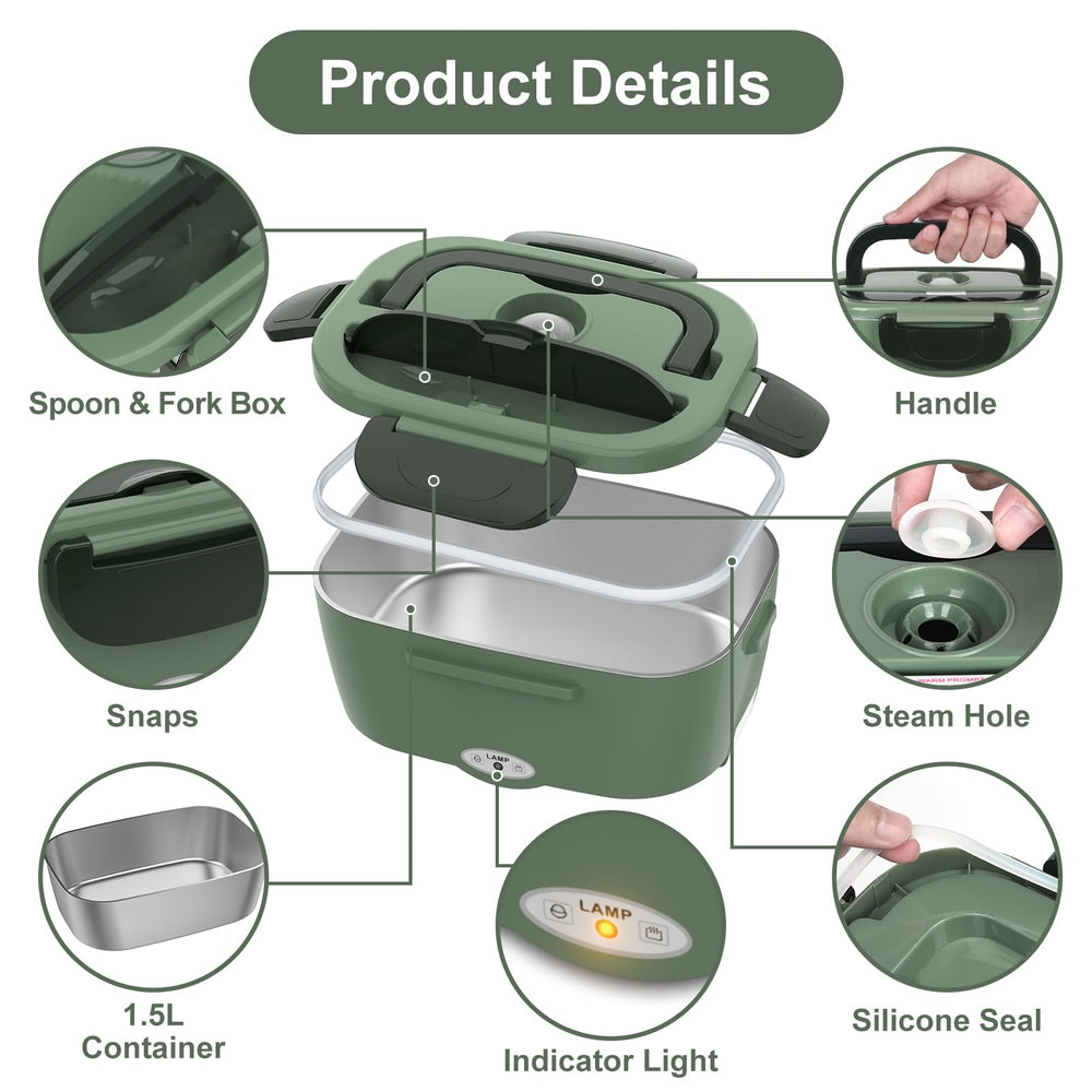 Vabaso included fork, spoon, and home and car power cords for convenience