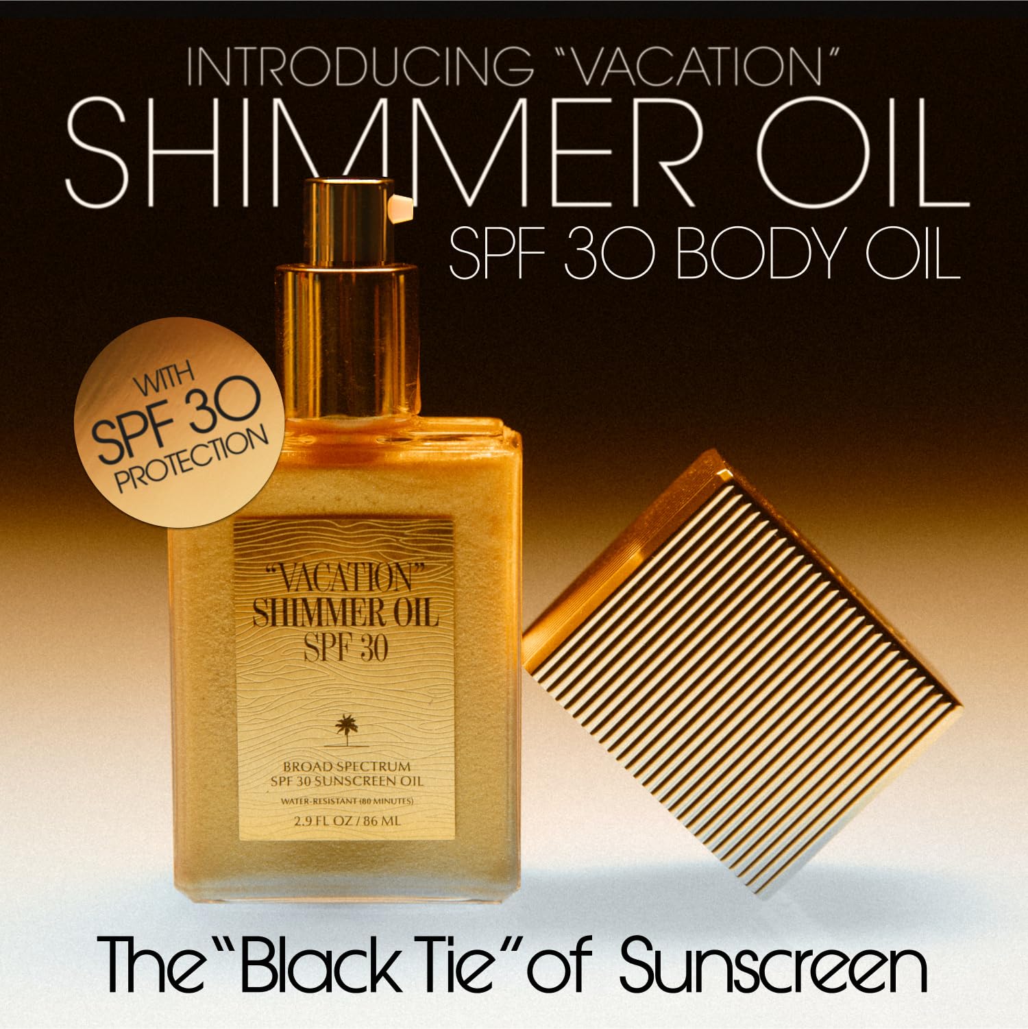VACATION texture closeup showing silky shimmer oil for a luminous finish
