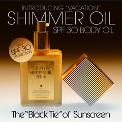 VACATION texture closeup showing silky shimmer oil for a luminous finish
