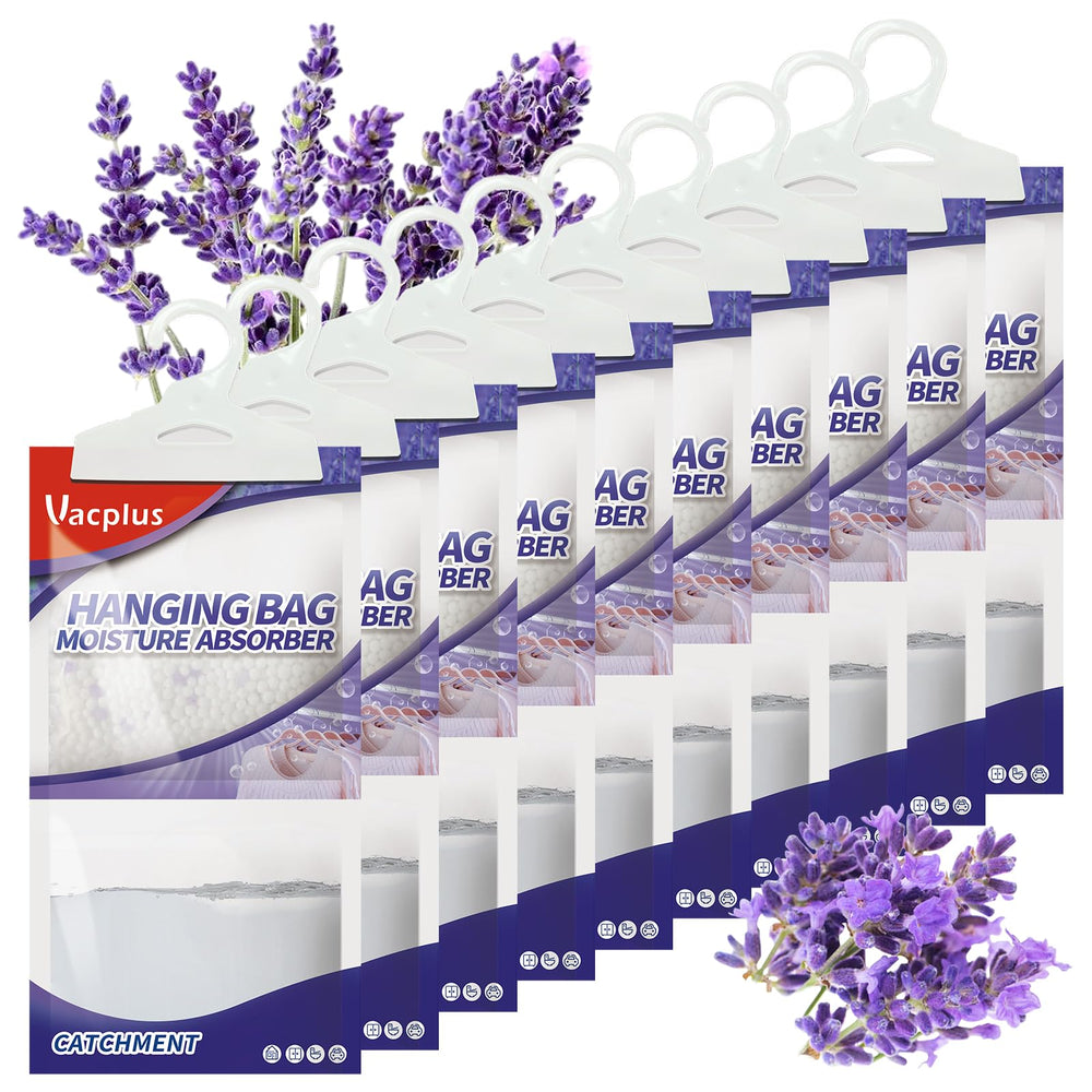 Vacplus front hanging bag shows packaging and lavender scent benefit