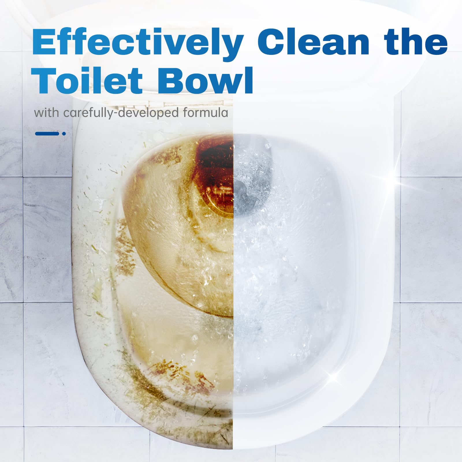 Vacplus tablet placed in toilet tank demonstrating easy use