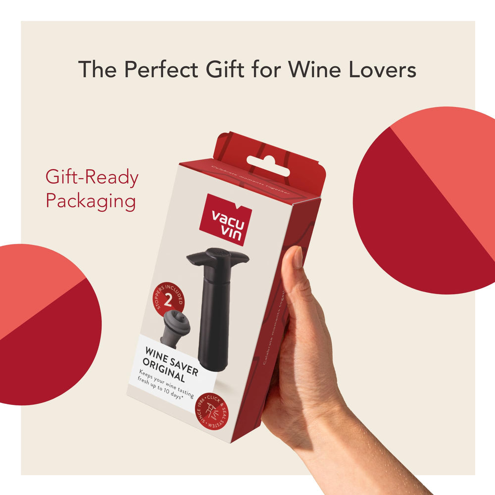 Vacu Vin packaging and label displaying brand and product clarity benefit